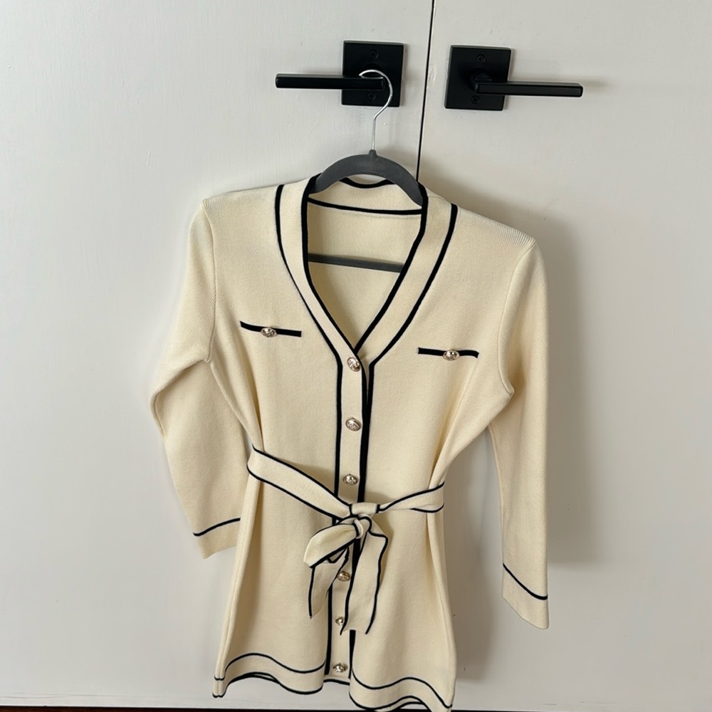 Cream dress with button detail